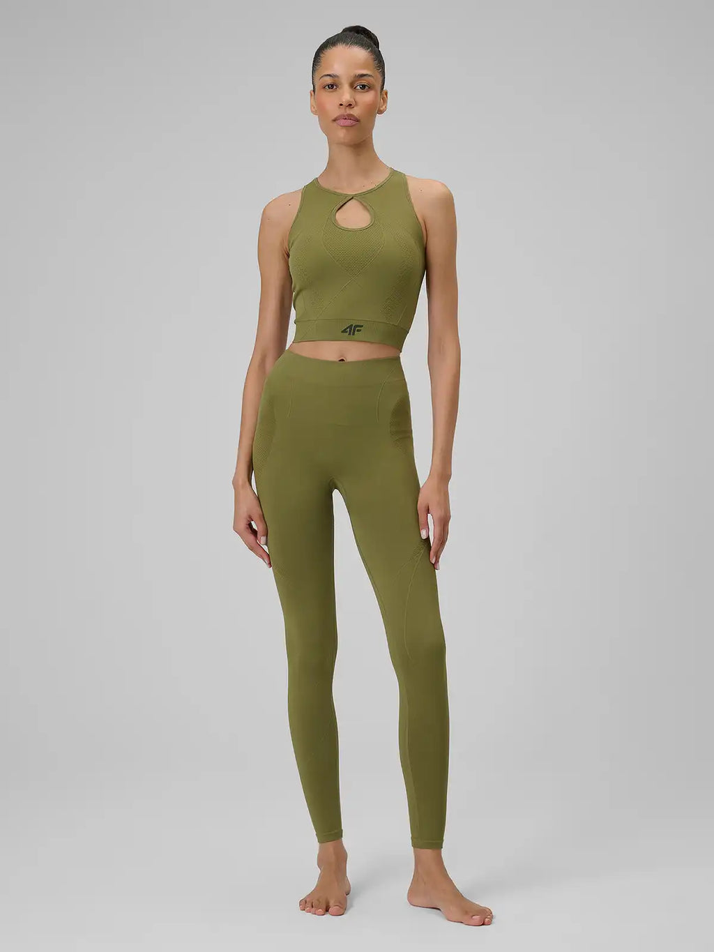 Legging Esportiva Feminina Yoga - Verde oliva | 4F